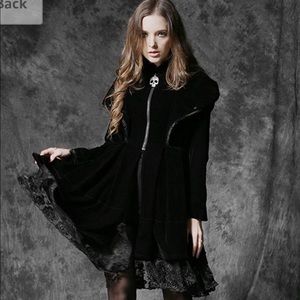 Dark In Love Hooded Black Velvet Gothic Coat
